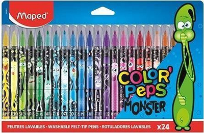 Markera me ngjyra Maped Colorpeps Monster, set 24 ngjyra, për fëmijë, shumëngjyrëshe