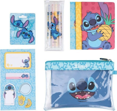 Set shënuesish Disney Stitch Tropical, fletore A6, markerë me ngjyra, blu