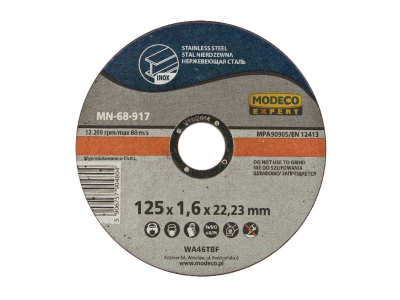 Disk prerës inox Modeco MN-68-915, 125x1.6x22.23mm, set 25 copë, gri