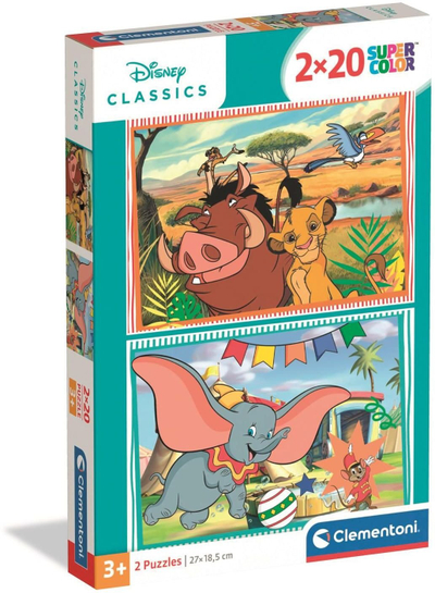 Puzzle për kalamaj Clementoni Disney Classics, 2x20 copa, shumëngjyrëshe