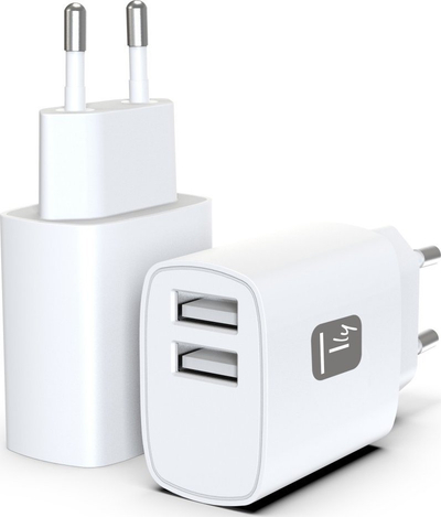 Karikues USB Techly IPW-USB-12W2A, 12W 2.4A, 2 porta USB, i bardhë