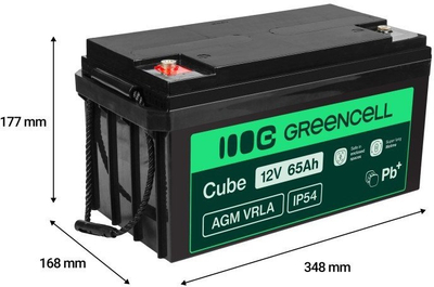 Baterija AGM Green Cell 12V 65Ah, VRLA, без одржување