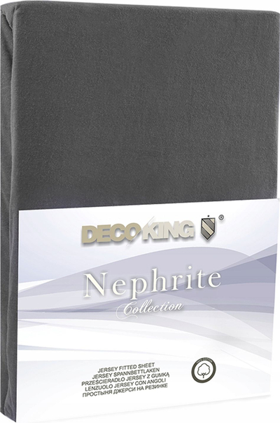 Çarçaf me lastik DecoKing Nephrite, pambuk 100%, 100-120 cm, gri e errët