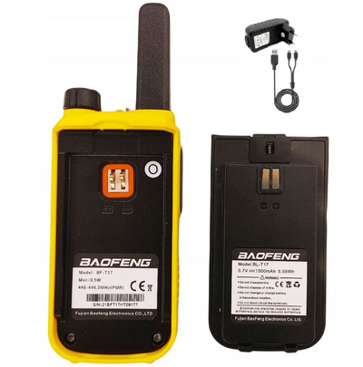 Radiolidhje Baofeng BF-T17, set 2 copë, bateri 1800mAh, e verdhë