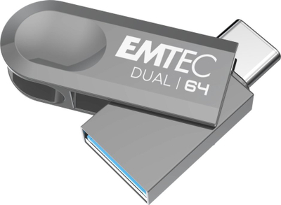 USB Emtec D280, 64GB, USB 3.2, Type C dhe USB A