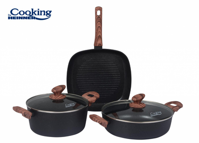 Set gatimi Cooking by Heinner Malta, 5 pjesë, alumin, i zi