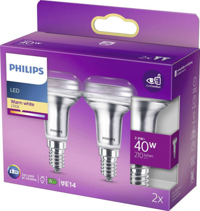 Llambë LED reflektor Philips 77425700, E14, 2.8W, dritë e ngrohtë, pako me 2 copë