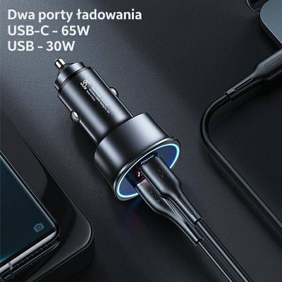 Karikues makine Usams C26, 95W, me USB edhe USB-C, i zi