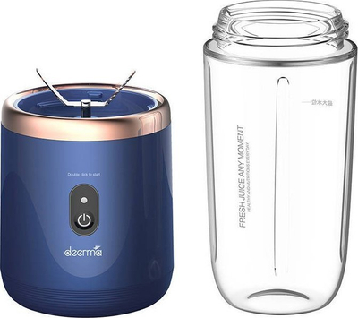 Blender portabël Deerma Wireless pa kabllo, 400ml, karikim me USB, blu
