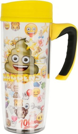 Gotë termike Emoji Travel Mug, 533ml, plastik, e verdhë