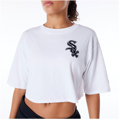 Кроп блуза New Era MLB Chicago White Sox, памук, бела