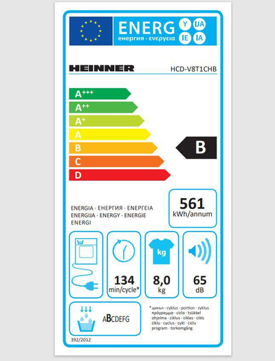 Tharëse rrobash Heinner Condenser, 8kg, 15 programe, e bardhë