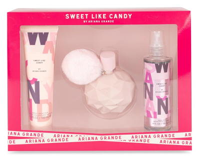 Set dhuratë për femra Ariana Grande Sweet Like Candy, EDP 100 ml + krem trupi 100 ml + sprej trupi 118 ml