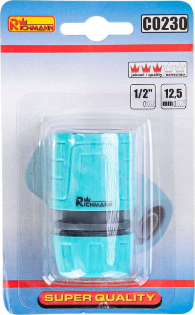 Lidhës uji për kopsht Richmann C0230, 1/2", plastik, ngjyrë bruz
