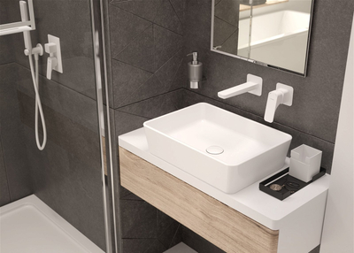 Set dushi i fshehur Deante Hiacynt Bianco, sistem rain, anti-calc, i bardhë mat