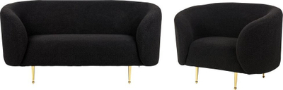 Set dhome ndenjjeje Beliani Loen Boucle, 2 copë, këmbë metal, i zi