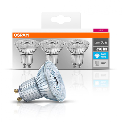 Llambë LED OSRAM GU10, 4.3W, dritë e bardhë e ftohtë, set 3 copë