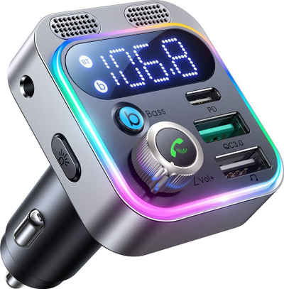 Transmetues FM për makinë Joyroom JR-CL16, Bluetooth, karikues 48W USB USB-C, gri
