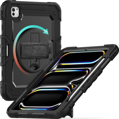 Mbrojtëse tablet Tech-Protect Solid360 për iPad Pro 11" 2024, 360°, me këmbë dhe rrip, e zezë
