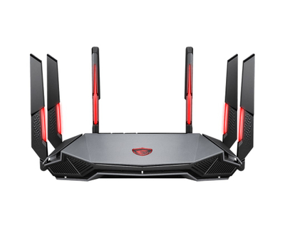 Router MSI RadiX AXE6600 GRAXE66, Wi-Fi 6E tri band, 6600 Mbps, i zi me të kuqe