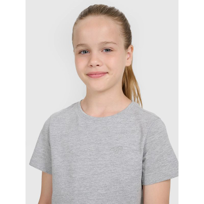 Блуза за девојчиња 4F маица, памук, спортска, светло сива