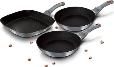 Set tigana për grill Berlinger Haus Metallic Line, 3 copë, 20 cm, 24 cm, 28 cm, të hirtë