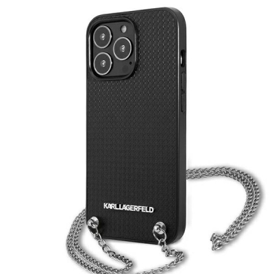Mbulesë telefoni Karl Lagerfeld KLHCP13XPMK për iPhone 13 Pro Max 6.7\", me zinxhir, e zezë