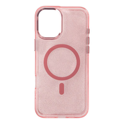 Kllapë telefoni Hurtel Glitter për iPhone 17 Pro Max, MagSafe, transparente rozë
