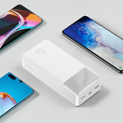 Powerbank me ekran dixhital Baseus Bipow, 30000mAh, 15W, i bardhë
