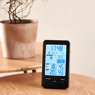 Stacion moti wireless Cmp Iberica Diempi, me ekran LCD, sensor jashtë, i zi
