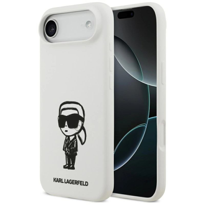 Mbulesë telefoni Karl Lagerfeld KLHMP17MSKIGROH, silikon, për iPhone 17 Pro, e bardhë