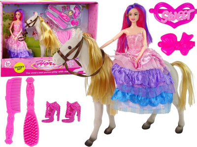 Kukull me kal LEAN Toys Princess, set lodrash, mbi 3 vjeç, shumëngjyrëshe