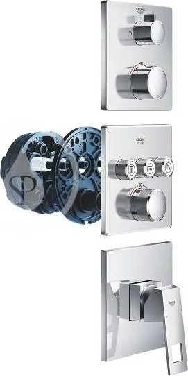 Bateri dushi Grohe Grohtherm Square, me termostat me 2 rrugë, për montim të fshehtë, krom