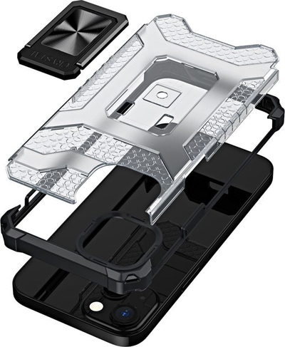 Këllëf telefoni Hurtel Crystal Ring Case, iPhone 13, me unazë magnetike, i zi
