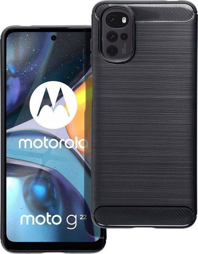 Kapak telefoni për Motorola G22 Carbon Case, gomë mbrojtëse, kundra goditjesh, e zezë