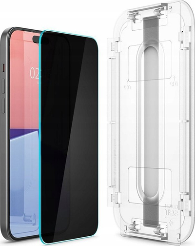Заштитно стакло Spigen GLAS.TR EZ FIT Privacy за iPhone 15 Pro, 6.1\", филтер за приватност, транспарентно