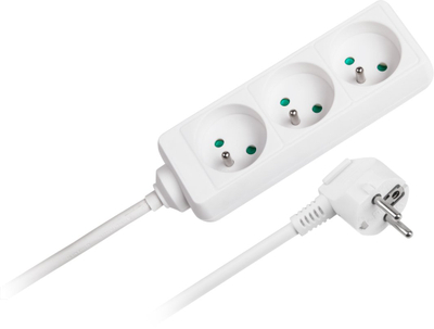 Zgjatuesi Rebel me 3 priza, kabllo 5m, 3x1.5mm², i bardhë