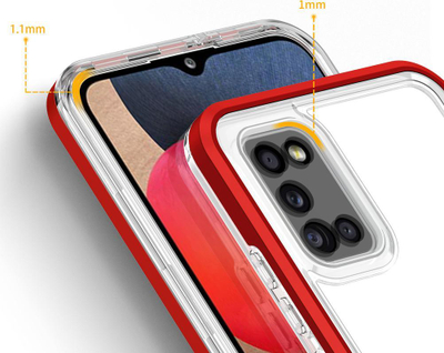 Mbulesë telefoni Hurtel Clear 3in1 për Samsung Galaxy A03s, xhel fleksibël, kornizë mbrojtëse, e kuqe