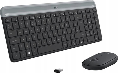 Set tastiere dhe miu Logitech MK470 Slim Wireless, i hollë, pa zhurmë, gri grafit