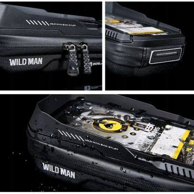 Çantë timoni biçiklete Wildman XT3S, 0.5L, për telefona 4"-7", e zezë