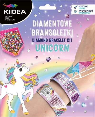 Set krijues byzylykësh Derform Unicorn KIDEA Diamond, kristale shumëngjyrëshe, madhësi universale