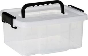Kuti organizuese Plast Team Uno, 11.5L, me kapak dhe dorezë, transparente e zezë