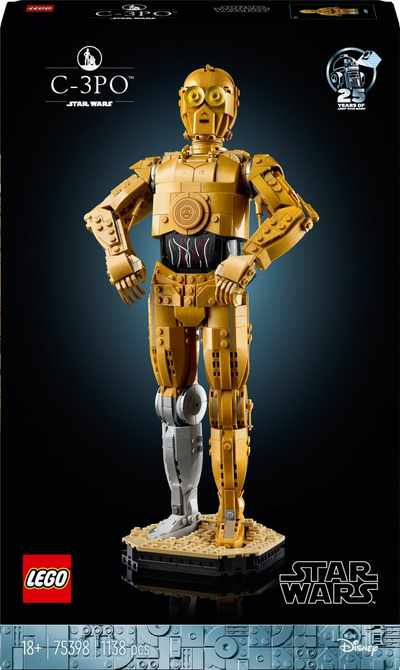 Set LEGO Star Wars C-3PO 75398, 1138 pjesë, figurë koleksionare, ngjyrë ari