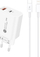 Полнач за мрежа HurTel A6MaxL, 20W, USB A и USB C со кабел Lightning 1m, бел