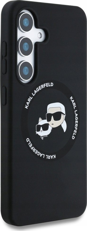 Kapak telefoni Karl Lagerfeld Liquid Silicone K&amp;CH Heads, për Samsung Galaxy S25 Plus, me MagSafe, ngjyrë e zezë