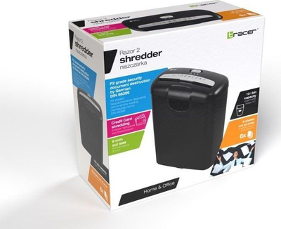 Makinë për grisje dokumentesh Tracer Razor 2 P2, pret në shirita 6mm, kosh 10L, e zezë