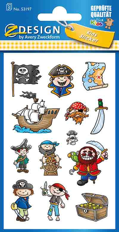 Stickerë letre Z-Design Pirate, 76x120mm, 3 fletë, shumëngjyrëshe