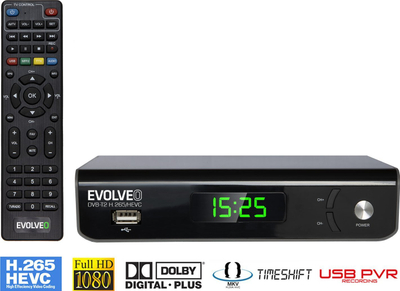 Marrës tokësor EVOLVEO Omega S3, DVB-T2 HD, H.265 HEVC, i zi