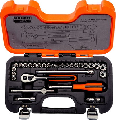 Set veglash Bahco S290, 29 pjesë, çelik aliazh, me kuti për ta çuar me vete