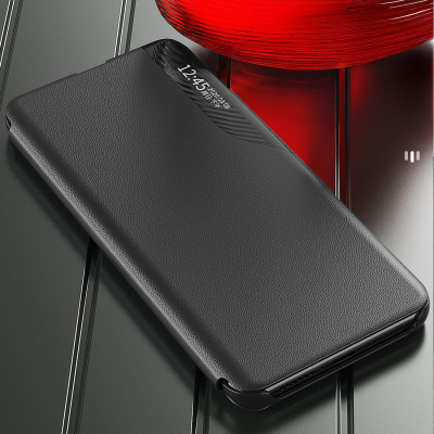 Mbulesë telefoni Eco Leather View Case për Samsung Galaxy S24 FE, me kapak me dritare, e zezë